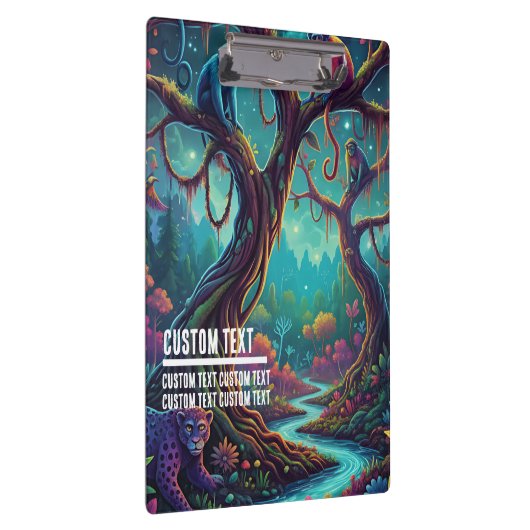 Custom Text Magical Jungle Monkeys & Leopard Klemmbrett (Rechts)