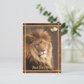 Custom Text Majestic Lion Foto Postkarte (Stehend Vorderseite)