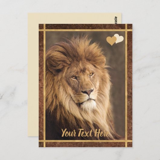 Custom Text Majestic Lion Foto Postkarte (Vorne/Hinten)