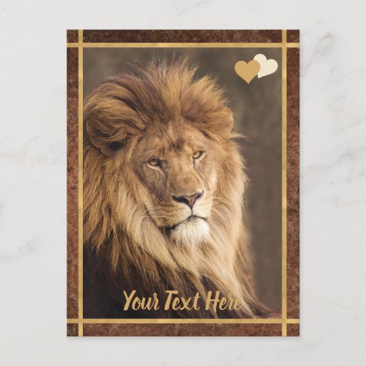 Custom Text Majestic Lion Foto Postkarte (Vorderseite)