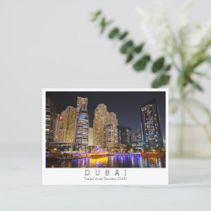 Custom text, marina by night, Dubai, VAE Postkarte