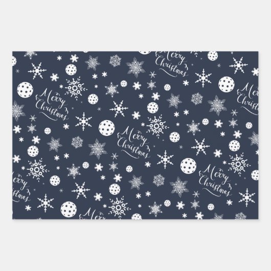 Custom text marineblau 💙 pickleball Weihnachten Geschenkpapier Set (Vorderseite 3)