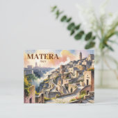 Custom Text Matera Italien Reisen Sassi di Matera Postkarte (Stehend Vorderseite)