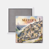 Custom Text Matera Italy Travel Sassi di Matera Magnet (Vorderseite/Rückseite)