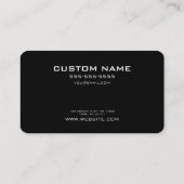 CUSTOM TEXT - Minimalistisches Schwarzes Glühen Visitenkarte (Rückseite)