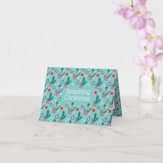 Custom text Minty green Tennis Weihnachten Karte (Orchidee)