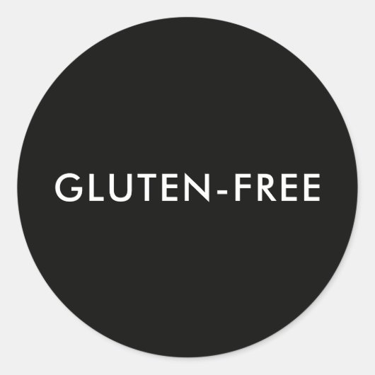 Custom Text Modern Black Gluten-free Food Label Runder Aufkleber (Vorderseite)