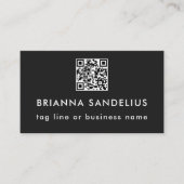 Custom Text Modern Black QR Code Professional Visitenkarte (Vorderseite)