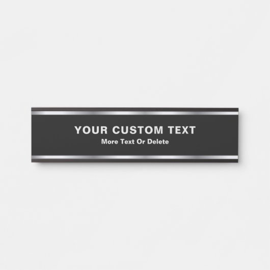 Custom Text Modern Black & Silver Glamorous Luxury Türschild (Vorderseite )