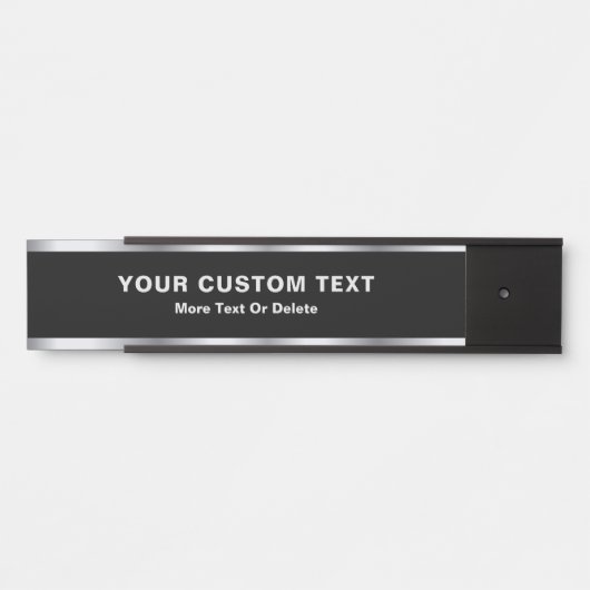 Custom Text Modern Black & Silver Glamorous Luxury Türschild (Vorderseite )