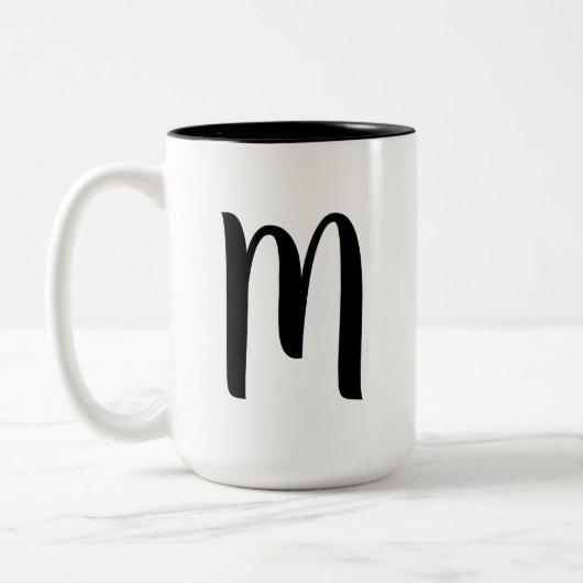 CUSTOM TEXT Monogram Coffee Cups Zweifarbige Tasse (Links)