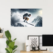 Custom Text Mountain Skier Poster (Heimbüro)