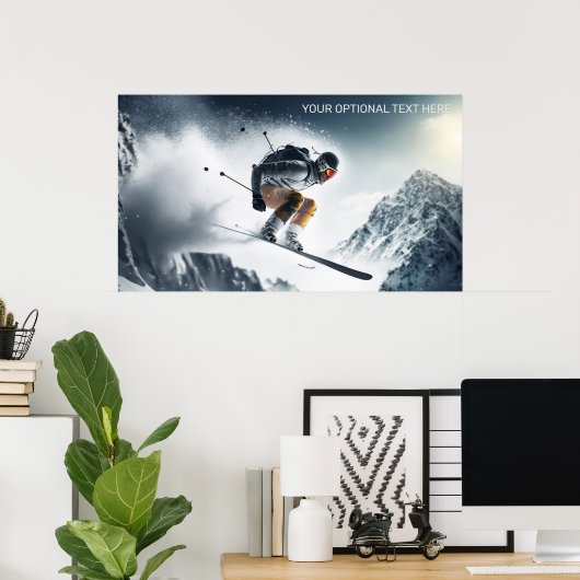 Custom Text Mountain Skier Poster (Heimbüro)