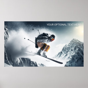 Custom Text Mountain Skier Poster