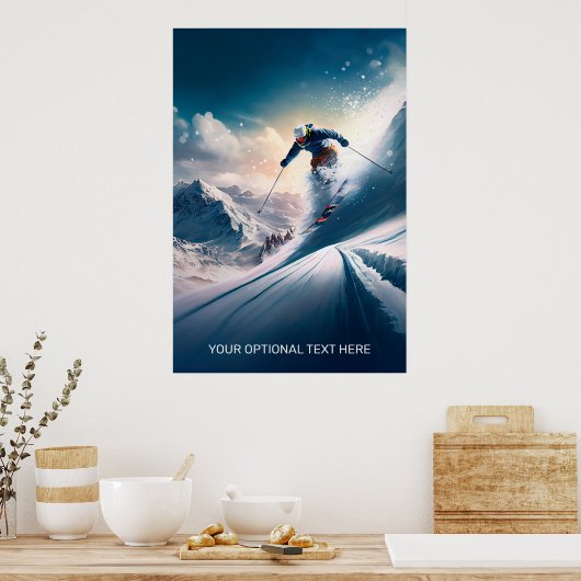 Custom Text Mountain Skier Poster (Küche)