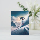 Custom Text Mountain Skier Postkarte (Stehend Vorderseite)