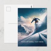 Custom Text Mountain Skier Postkarte (Vorne/Hinten)