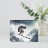 Custom Text Mountain Skier Postkarte (Stehend Vorderseite)