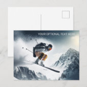 Custom Text Mountain Skier Postkarte (Vorne/Hinten)