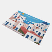 Custom Text Mykonos Griechenland Fußmatte (Schrägansicht)