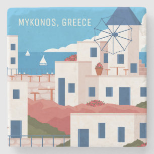 Custom Text Mykonos Griechenland Steinuntersetzer