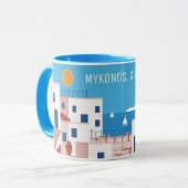 Custom Text Mykonos Griechenland Tasse (Vorderseite Links)