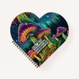 Custom Text Mystical Mushroom Grove Heart Journal Notizblock