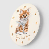 Custom Text / Name Clock with Little Kitten Große Wanduhr (Winkel)