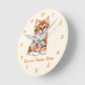 Custom Text Name Wall Clock - Little Kitten Runde Wanduhr (Winkel)