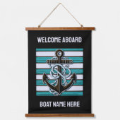 Custom Text Nautical Anchor Wandteppich Mit Holzrahmen (Vorderseite)