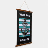 Custom Text Nautical Anchor Wandteppich Mit Holzrahmen (Gewinkelt)