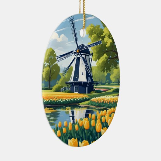 Custom Text Netherlands Windmills Keramik Ornament (Rechts)