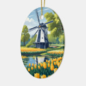 Custom Text Netherlands Windmills Keramik Ornament (Links)