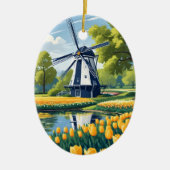 Custom Text Netherlands Windmills Keramik Ornament (Vorne)