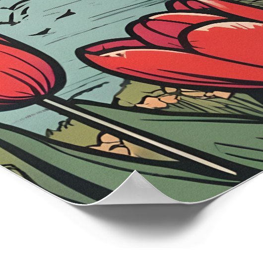 Custom Text Netherlands Windmills Poster (Ecke)