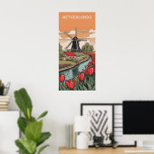 Custom Text Netherlands Windmills Poster (Heimbüro)