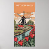 Custom Text Netherlands Windmills Poster (Vorne)