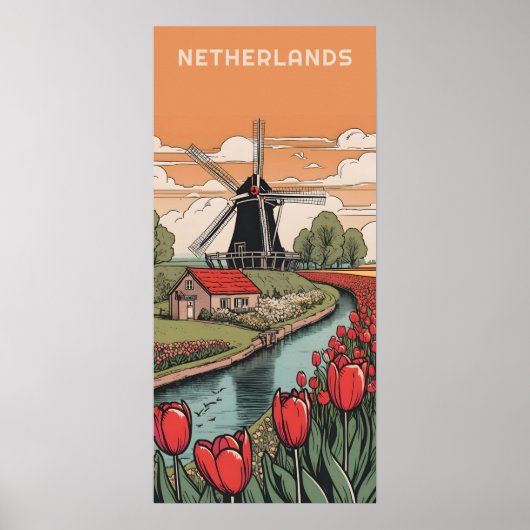 Custom Text Netherlands Windmills Poster (Vorne)