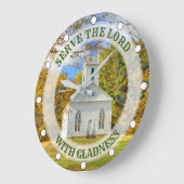 Custom Text New England Church im Herbst Große Wanduhr (Winkel)
