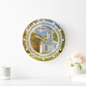 Custom Text New England Church im Herbst Große Wanduhr (Zuhause)