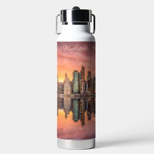 Custom Text New York City Skyline Trinkflasche (Vorderseite)
