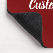 Custom Text on Deep Red with White Script Mousepad (Ecke)