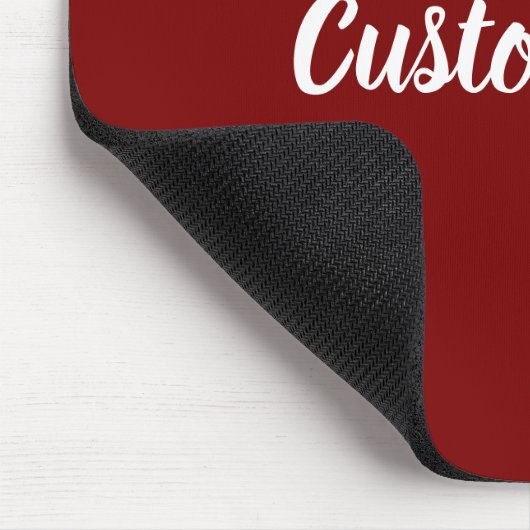 Custom Text on Deep Red with White Script Mousepad (Ecke)