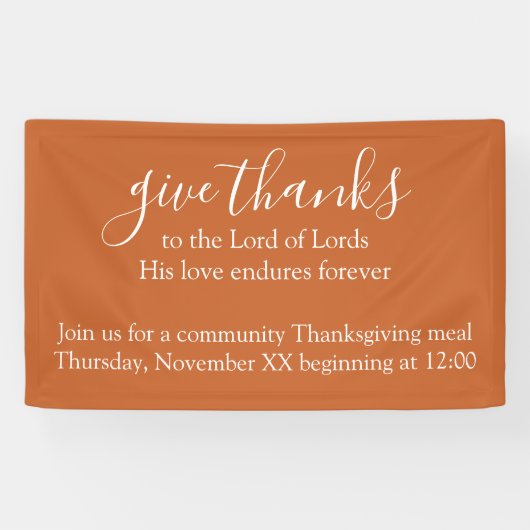 Custom Text Orange Thanksgiving Meal Church Banner (Horizontal)