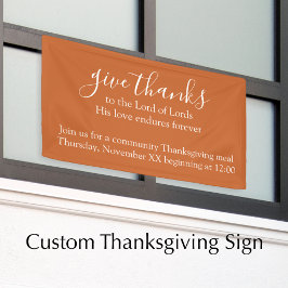 Custom Text Orange Thanksgiving Meal Church Banner