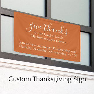 Custom Text Orange Thanksgiving Meal Church Banner