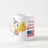 Custom Text Patriotic Comic Uncle Sam Emoji Kaffeetasse (Vorderseite Links)