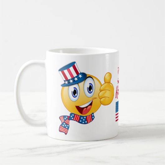 Custom Text Patriotic Comic Uncle Sam Emoji Kaffeetasse (Links)