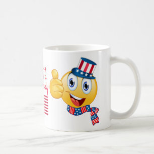 Custom Text Patriotic Comic Uncle Sam Emoji Kaffeetasse