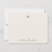 CUSTOM TEXT Persönliches Monogramm Modernes Skript Mitteilungskarte (Vorderseite)